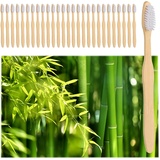 Relaxdays Bambus Zahnbürsten, 24er Set, Borsten mittel, vegan, nachhaltig, BPA-frei, Handzahnbürste beschichtet, weiß