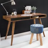 FineBuy Schreibtisch 120cm Laptoptisch Massiv Bürotisch Holz Tisch Schub Schwarz