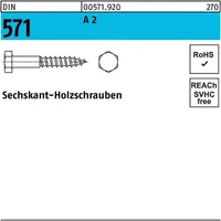 Industrial Quality Supplies DIN 571 Sechskant-Holzschraube 10x70 Edelstahl A2