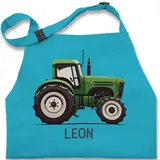 Kinderschürze Schürze Kinder Jungen Mädchen - Traktor mit Name personalisiert I Landwirte Geschenk Landwirt I Traktoren Geschenke Trecker I Landwirtschaft - 2-6 Jahre - Türkis - kochschürze - 2-6 Jahre