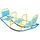 Costway Wippe Gartenwippe mit 3 Sitzer, bis 100 kg blau 39 cm x 136 cm x 60 cm