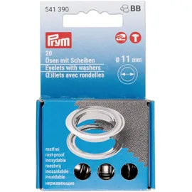 Prym Ösen mit Scheiben, 11 mm Silberfarbig