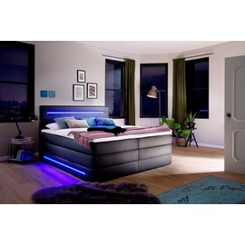 Meise Möbel meise.möbel Boxspringbett »Lights«, mit LED Beleuchtung, wahlweise mit Bettkasten, schwarz