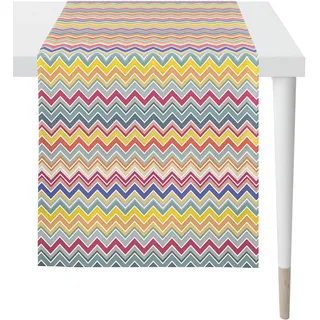 Tischläufer APELT "3902 OUTDOOR, Sommerdeko, Sommer", bunt, B:48cm L:140cm, Polyacryl, Tischdecken, Digitaldruck, Zick-Zack Design in tollen Farben, mit Fleckschutz