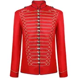 RKaixuni Herren Mittelalter Viktorianische VTG Punk Offizier Militär Schlagzeuger Parade Majorette Jacke Uniform Weihnachten Party Kostüm, Red, XL - XL