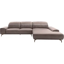 Musterring Wohnlandschaft MUSTERRING "MR 2490 Ecksofa mit erstklassigem Sitzkomfort, Long-Life-Leder", grau (light grau, b), B:342cm T:207cm, Sofas, Wohnlandschaft, Bronze-Fuß, Sitzhöhe 48cm, wahlweise mit Funktionen, Maße 342 x 207 cm