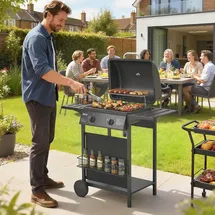 Outsunny Gasgrill 5 KW 2 Brenner schwarz