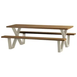 Woood Tablo Gartentisch 145 x 75 x 206 cm Beige/Weiß