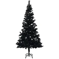 vidaXL Künstlicher Weihnachtsbaum mit LEDs & Kugeln Schwarz 210 cm PVC Modell 2