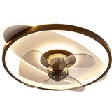 Euroton Deckenventilator Deckenventilator mit LED Beleuchtung Deckenleuchte mit Fernbedienung, 20 cm Durchmesser, Inkl Fernbedienung schwarz