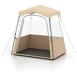 GYMAX Sportzelt, transparentes Outdoor Zelt für 2-4 Personen mit Überdachung, Abspannseilen & Heringen, tragbares Pop-Up-Zelt für Fußball, Softball-Spiele (183,5 x 135,5 x 173 cm)