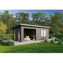 Wolff Finnhaus Seitenwandpaket inkl. 2 Fenster für WPC Gartenhaus Tona 6030 Anthrazit