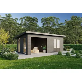 Wolff Finnhaus Seitenwandpaket inkl. 2 Fenster für WPC Gartenhaus Tona 6030 Anthrazit