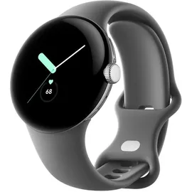 Google Pixel Watch BT polished silver Sportarmband charcoal