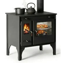 prometey ltd Küchenofen Holzherd R ECO INOX mit Edelstahlbackofen, rechte Version