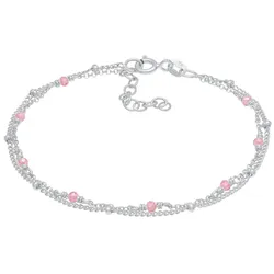 Elli Kugel Kettchen Rosa Quarz Perlen Layer 925 Silber silberfarben Damen 