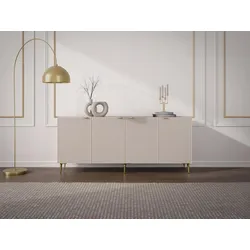 Sideboard mit 4 Türen - MDF & Stahl - Beige & Goldfarben - YESINIA