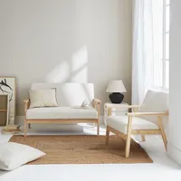 Sweeek Set Sessel aus Holz mit Bouclé-Bezug,