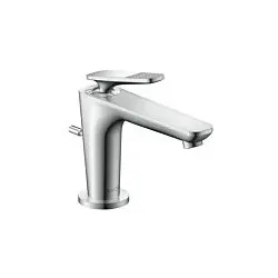 hansgrohe Axor Citterio C CoolStart Waschtischarmatur 49011000 cubic cut, chrom, Ausladung 128mm, Zugstangen-Ablaufgarnitur