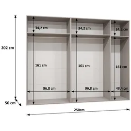 möbel kryspol Drehtürenschrank Marbella 250 x 202 x 52 cm Schwarz