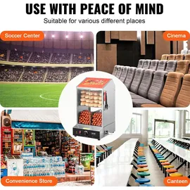 Vevor Hot Dog Dampfgarer, 37L, 2-stufiger Hot Dog Hütten-Dampfgarer, 30°C~85°C Temperaturregelung, elektrischer Brötchenwärmer mit Schiebetüren aus gehärtetem Glas, Trennplattenzange, Edelstahl, -