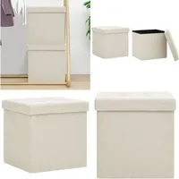 Vidaxl - Hocker mit Stauraum 2 Stk. Cremeweiß Leinenoptik - Hocker - Hocker mit Stauraum - Home & Living - Weiß