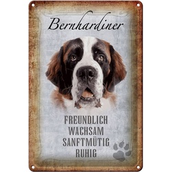 Hebold Flachmann Schild Blech 20x30cm - Made in Germany - Spruch Bernhardiner Hund Meta