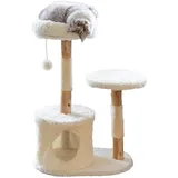Kerbl Pet Kratzbaum Lucia, weiß, 90 cm, Katzenkratzbaum, Kratzbrett, Holz, Katzen