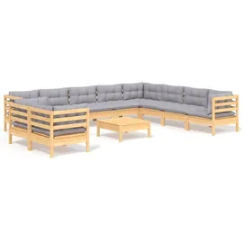 vidaXL Garten-Lounge-Set 11-tlg. grau Kiefer