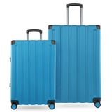 Hauptstadtkoffer Q-Damm - 2er Kofferset, Trolley-Set, TSA, Rollkoffer, Reisekoffer, (M & L), Cyanblau