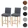 Mendler 2er-Set Barhocker HWC-C33, Barstuhl Tresenhocker, Holz ~ dunkelgrau, helle Beine, Stoff/Textil