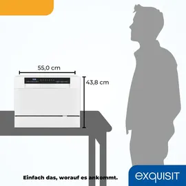 Exquisit GSP206-030D Tischgeschirrspüler (freistehend, 550 mm breit, Weiß)