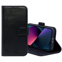 Burkley Handyhülle mit Ständer und Kartenfach für iPhone 14 Pro Leder Handytasche mit Magnetverschluss, 360° Schutz, RFID-Blocker