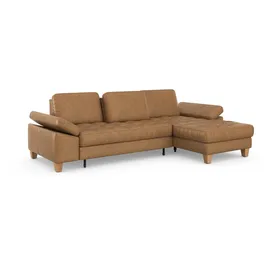 sit&more Ecksofa SIT & MORE "Westham L-Form", braun (cognac), B:275cm H:88cm T:172cm, 100% Polyester, Sofas, Ecksofa, mit Recamiere, mit oder ohne Bettfunktion, Bettkasten, Füße Eiche