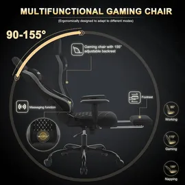 Woltu Gaming-Stuhl Ergonomisch Schwarz/Grau PC