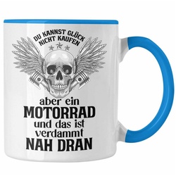 Trendation Tasse Trendation – Motorradfahrer Geschenk für Männer Motorrad Tasse Spruch Kaffeetasse für Biker Herren blau