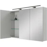 Planetmöbel Spiegelschrank ARIA 120 cm weiß grau mit Leuchte