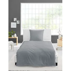 BIERBAUM Chic Uni unifarben grau 240 x 220 cm + 2 x 40 x 80 cm