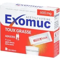 RECORDATI EXOMUC 600 mg Toux grasse Adultes Sachet(S) 6 pc(s)