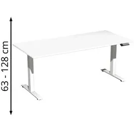 Geramöbel Schreibtisch Elevate Plus, elektrisch höhenverstellbar, HxBxT 630-1.280 x 1.800 x 800 mm, weiß/weiß