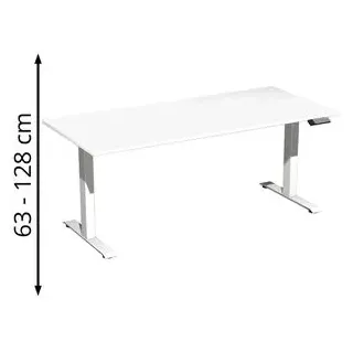 Geramöbel Schreibtisch Elevate Plus, elektrisch höhenverstellbar, HxBxT 630-1.280 x 1.800 x 800 mm, weiß/weiß