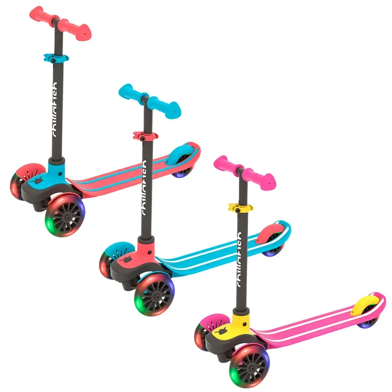 Chillafish Scotti Glow Tretroller Dreirad Kinder Bunt - LED-Leuchträder, höhenverstellbar 47-68 cm, ABEC 5 Kugellager