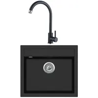 Spüle Granit Quarzsand + Gurari Edelstahl Armatur SQQ100-601W+5523 E2 Küche