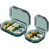 Koomuao Tablettenbox 2 Stück Reise Klein Pillendose 6 Fächer+ 4 Fächer Tragbare Tablettendose,Für Tabletten Weizen Stroh Container Für Medikamente (Grün)