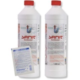 DEWEPRO-Set: SANIT RohrBombe (3066) - 2 Flaschen à 1000ml - Der alternative Rohrreiniger - säurefrei löst er Verstopfungen, insbesondere verursacht durch Haare - inkl. 1 St. DEWEPRO® Single Scrubs