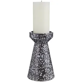 BUTLERS Stumpenkerzenhalter Speckle Dolomit Schwarz