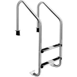 Lsoiup Edelstahl Poolleiter Eingebaute Poolleiter mit 2 rutschfesten Pedalstufen 200 kg Tragfähigkeit Poolgeländer Edelstahl-Schwimmdocktreppe mit Installationssatz