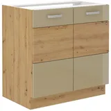 Küchen-Preisbombe Spülenschrank 80 Eiche Artisan Cappuccino Hochglanz Küchenzeile Küchenblock