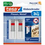 Tesa - Klebenagel Leinwand Fliesen & Metall-höhenverstellbar-selbstklebender Leinwand & Keilrahmen-hält Bis 2kg/nagel-spurlos Ablösbar, Weiß