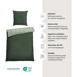 SCHIESSER Bettwäscheset Vinnie - Renforcé - 2-teilig - 135 x 200 cm, - Grün